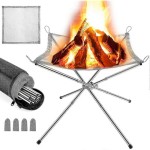 Portable outdoor fire pit, folding barbecue/grill heater, camping fire pit, with...